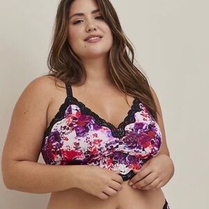 Torrid skull floral watercolor microfiber bralette